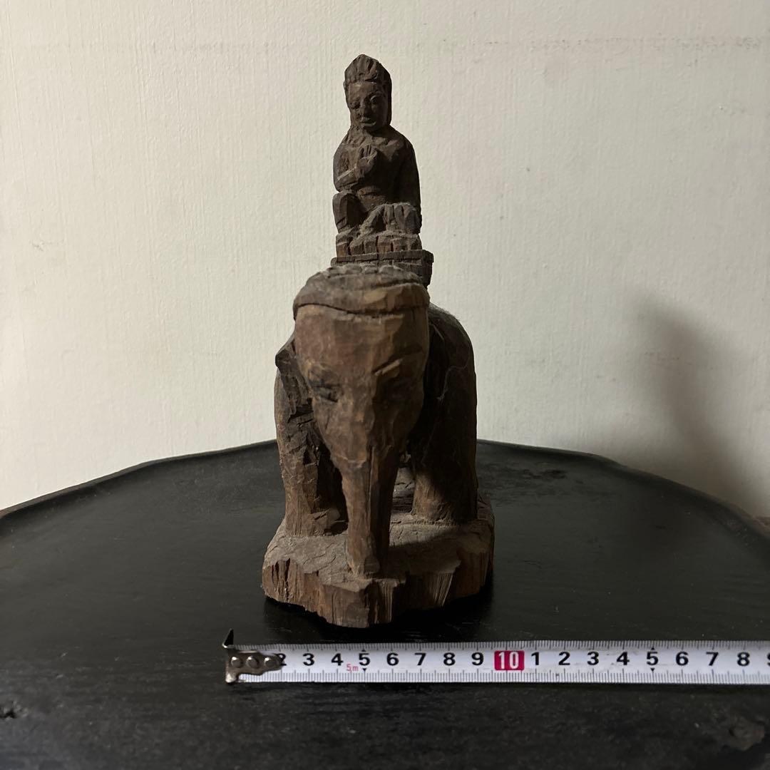 古い木彫　普賢菩薩　仏像　古美術　アンティーク　古道具　骨董　木造　李朝　中国