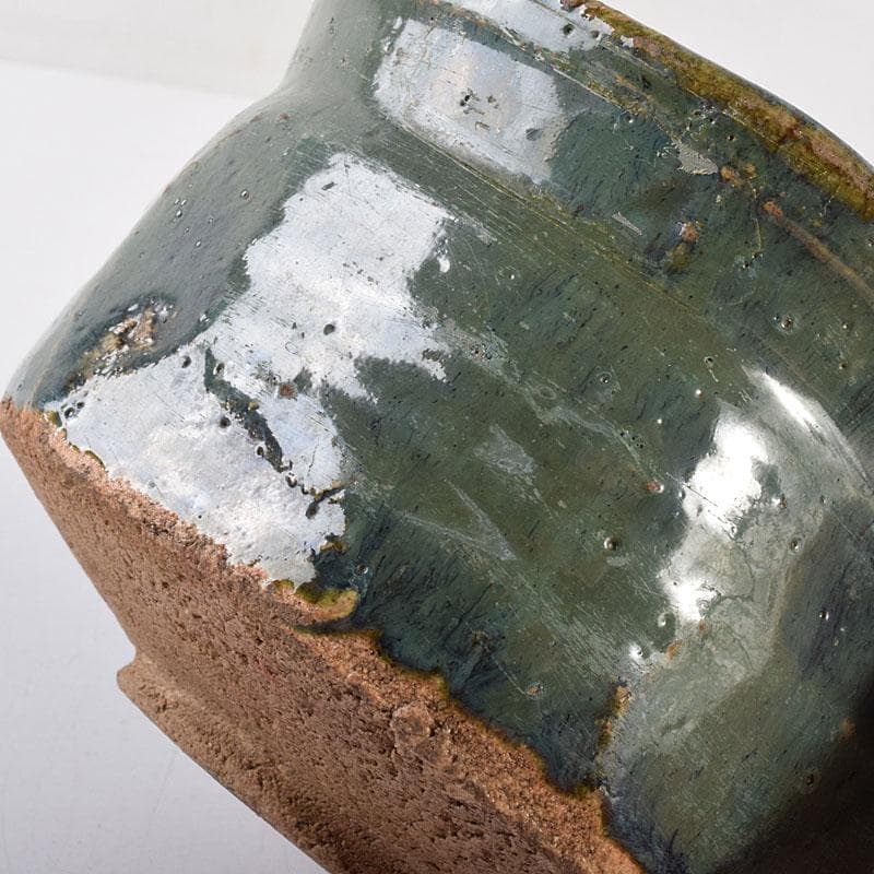 茶道具　織部焼　青織部茶碗　時代箱　V　R7870