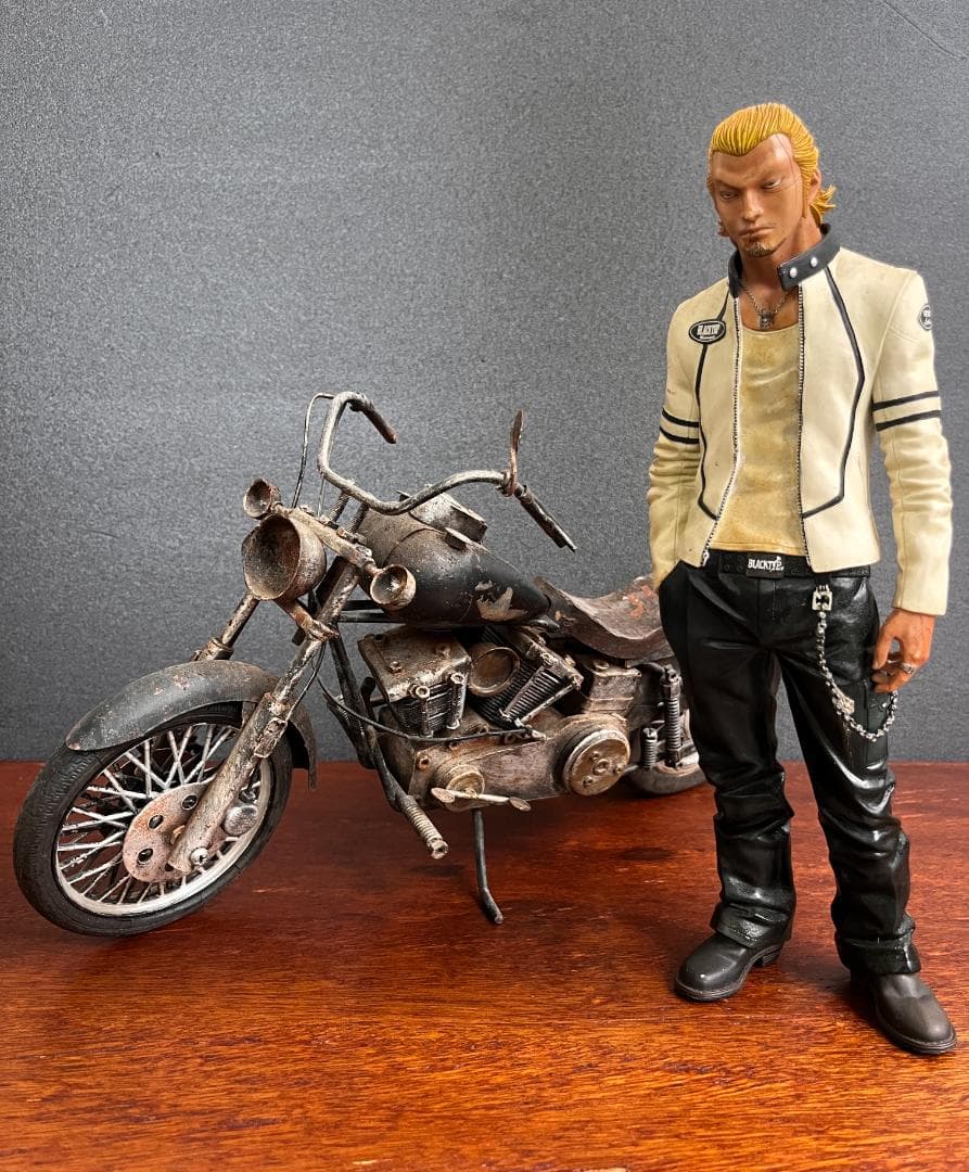 CROWS×WORST 高橋ヒロシサイン入り複製原画 河内鉄生 フィギュアバイク