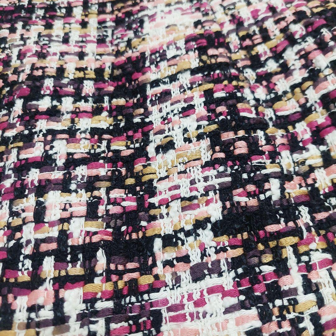 TOCCA ミックス ツイードワンピース フリンジ 金ボタン 大きいサイズ 4