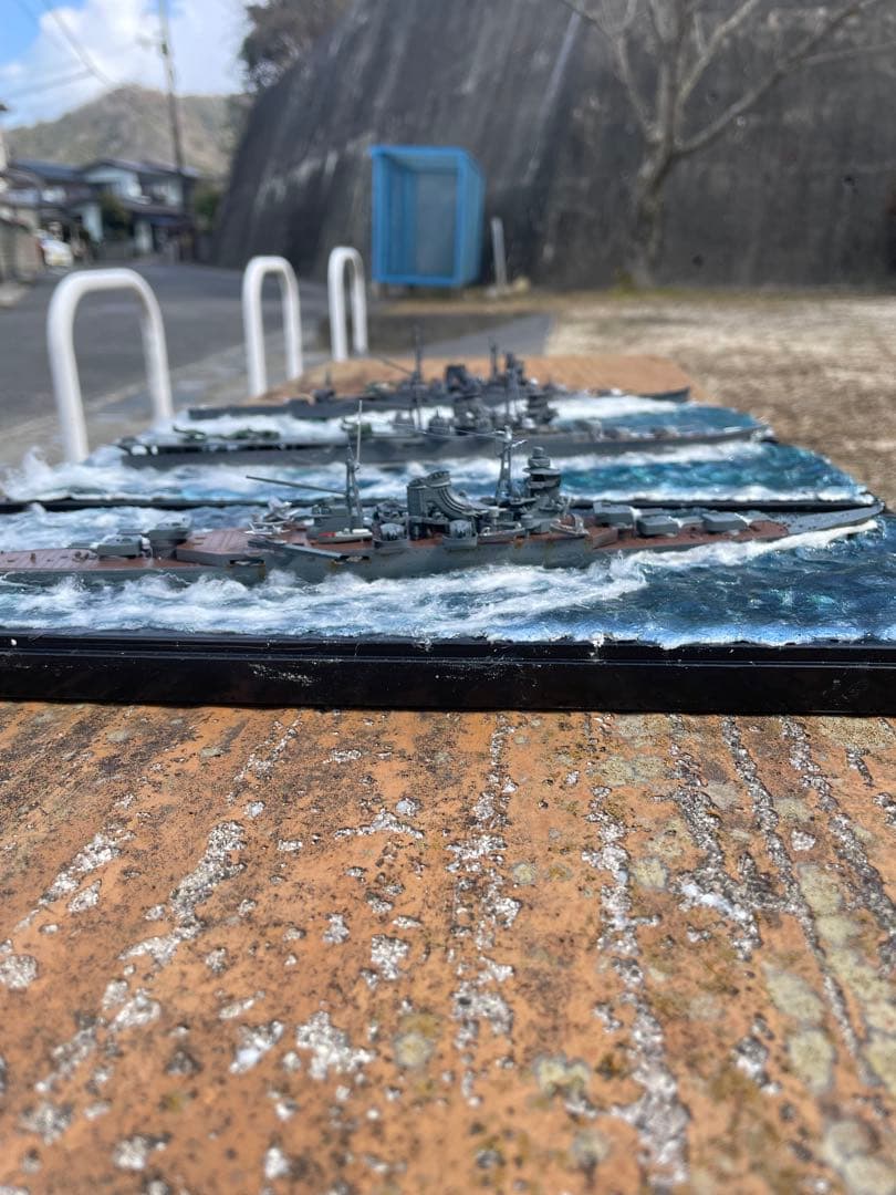 艦船モデル3点セット　軽巡洋艦最上　航空巡洋艦最上　 重巡洋艦最上　ケース付き