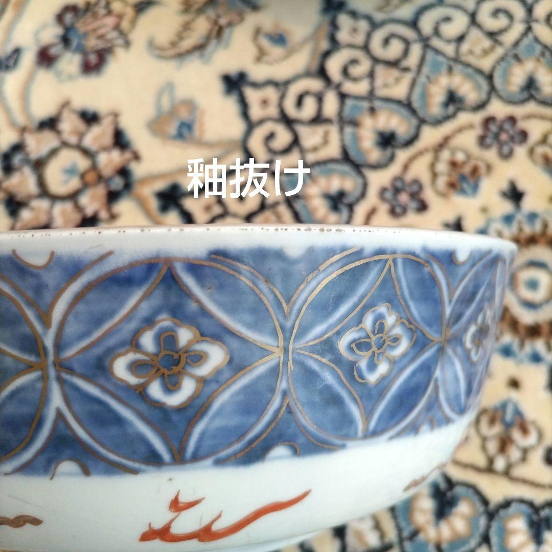 時代 色絵 三組 鉢 骨董 江戸 アンティーク 雪輪 古伊万里 大聖寺伊万里