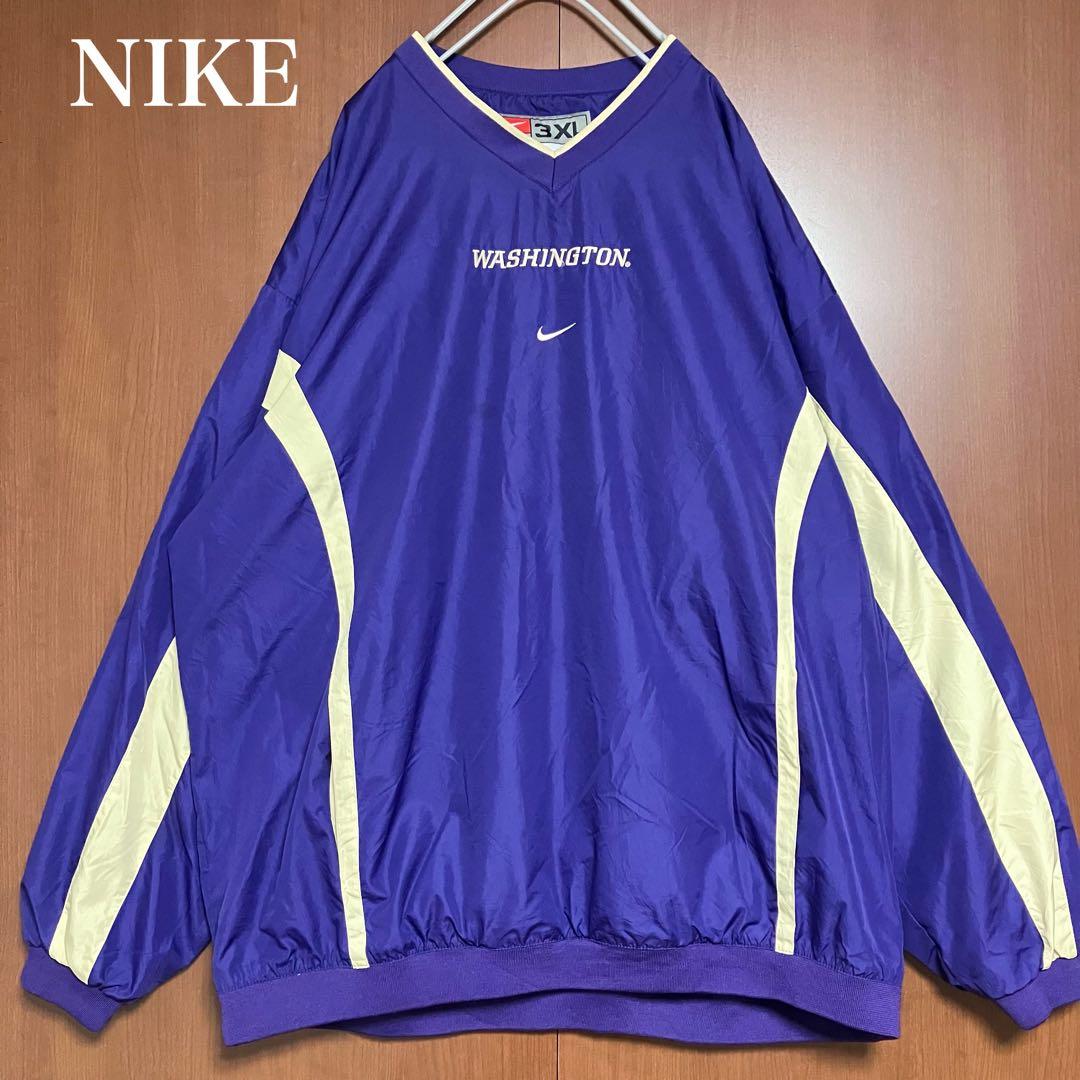 NIKE ナイキ　00s ナイロンプルオーバー　カレッジロゴ　刺繍　3XL