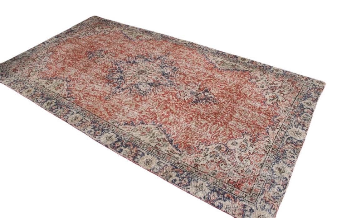 超大判　コーラルレッド　265×144 トルコヴィンテージラグ　メダリオン