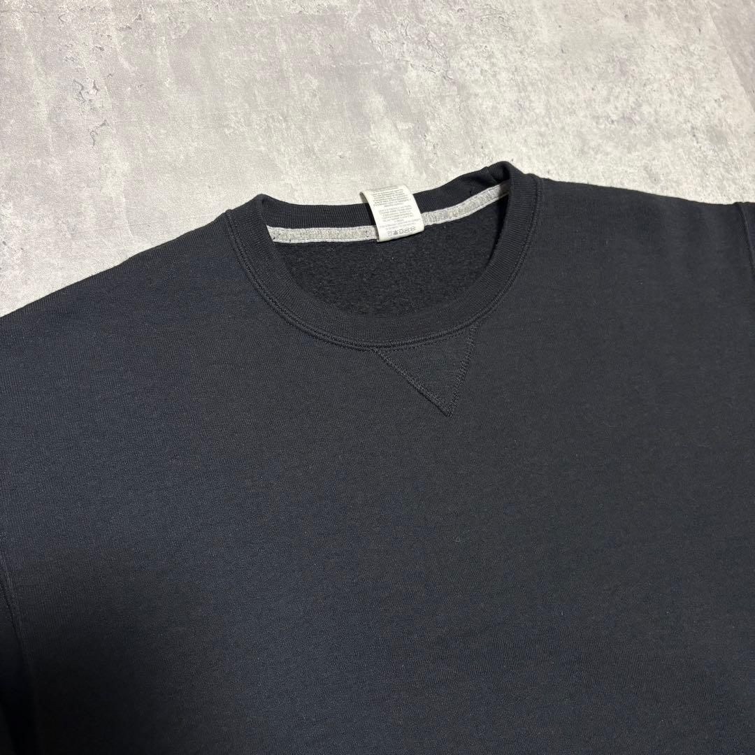 00s RUSSELL ラッセル　前V スウェット　トレーナー　黒　無地　L