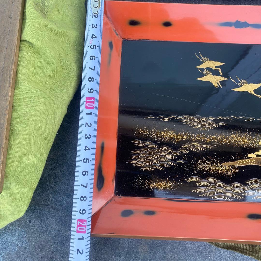 漆器盆セット 2枚 松鶴蒔絵　古美術　アンティーク