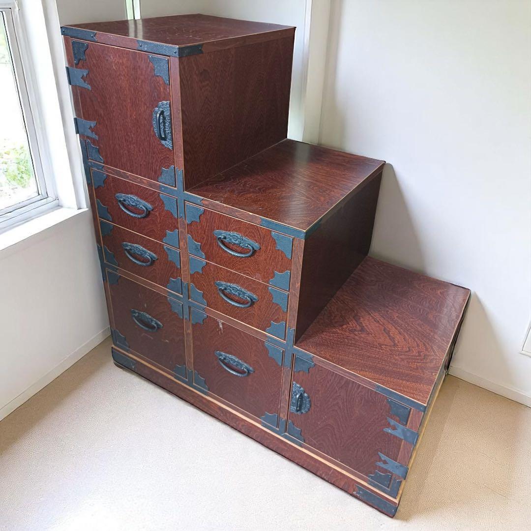 【オスカー】[八5427] 民芸調　階段箪笥　右下がり