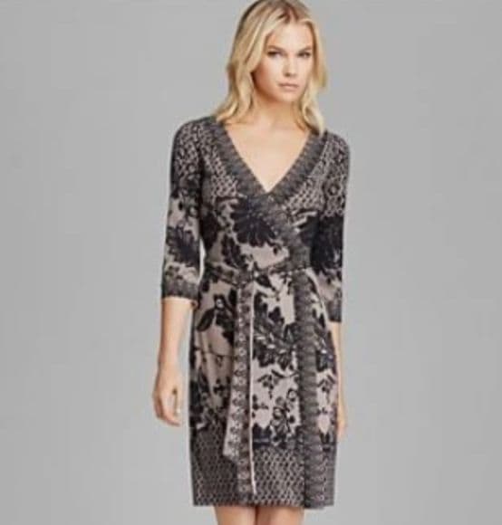 美品♡DVF　シルク　花柄レースプリント　ラップワンピース　カシュクール　US4