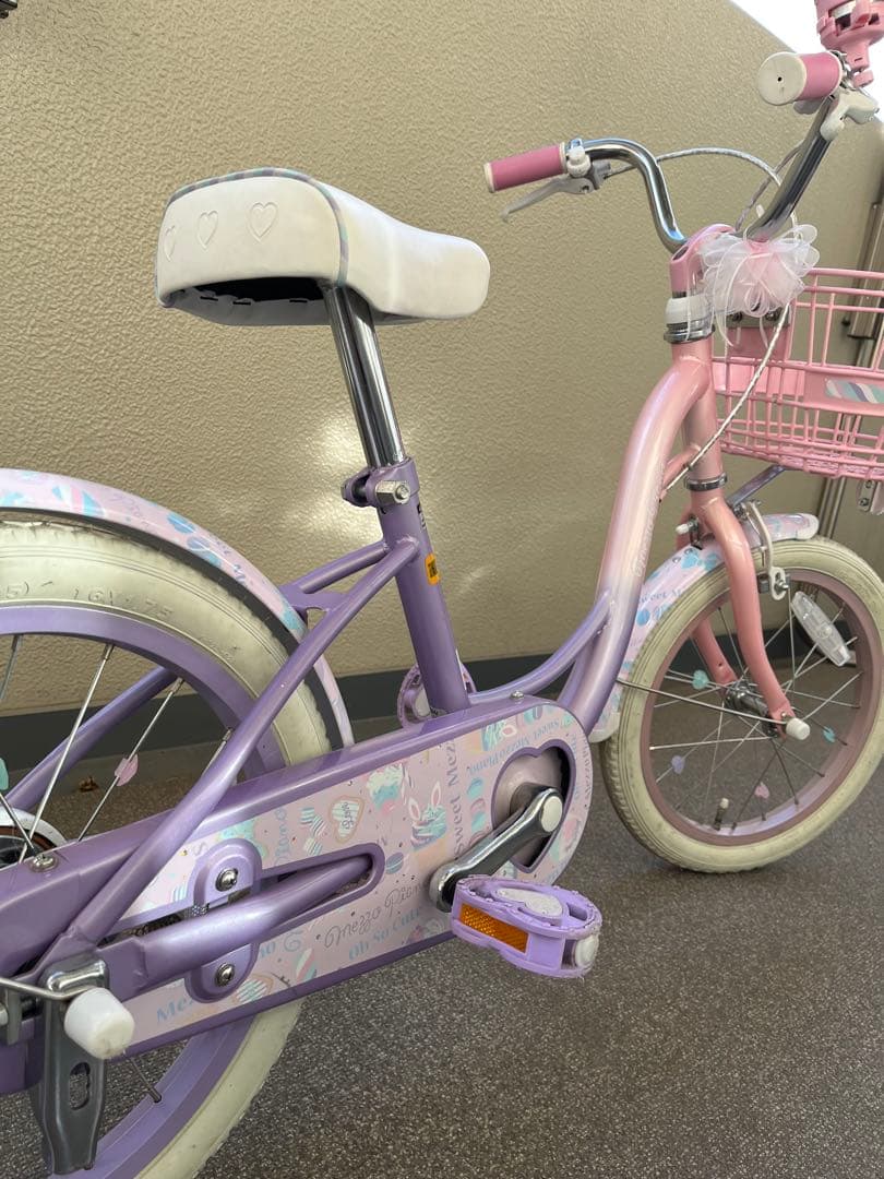 幼児用自転車 パープル・ピンク 16インチ　メゾピアノ　引取り限定