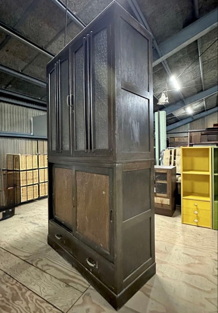 SNT1062 昭和レトロ アンティーク 古い木製収納棚 水屋箪笥 食器棚