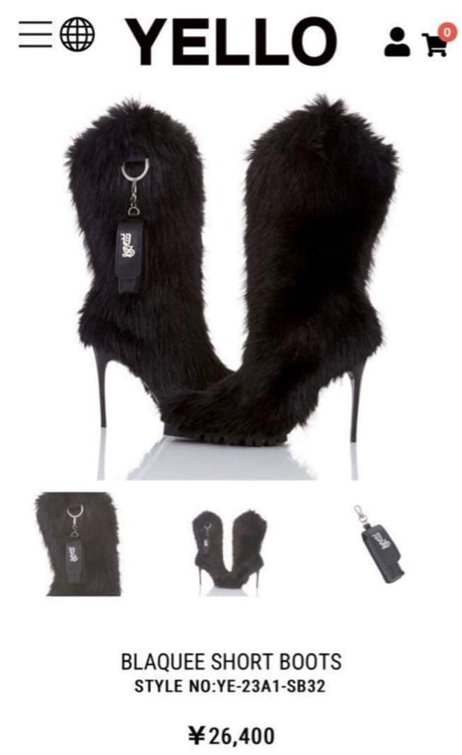 ぺ*ず様 YELLO BLAQUEE SHORT BOOTS ブラック ファーブ