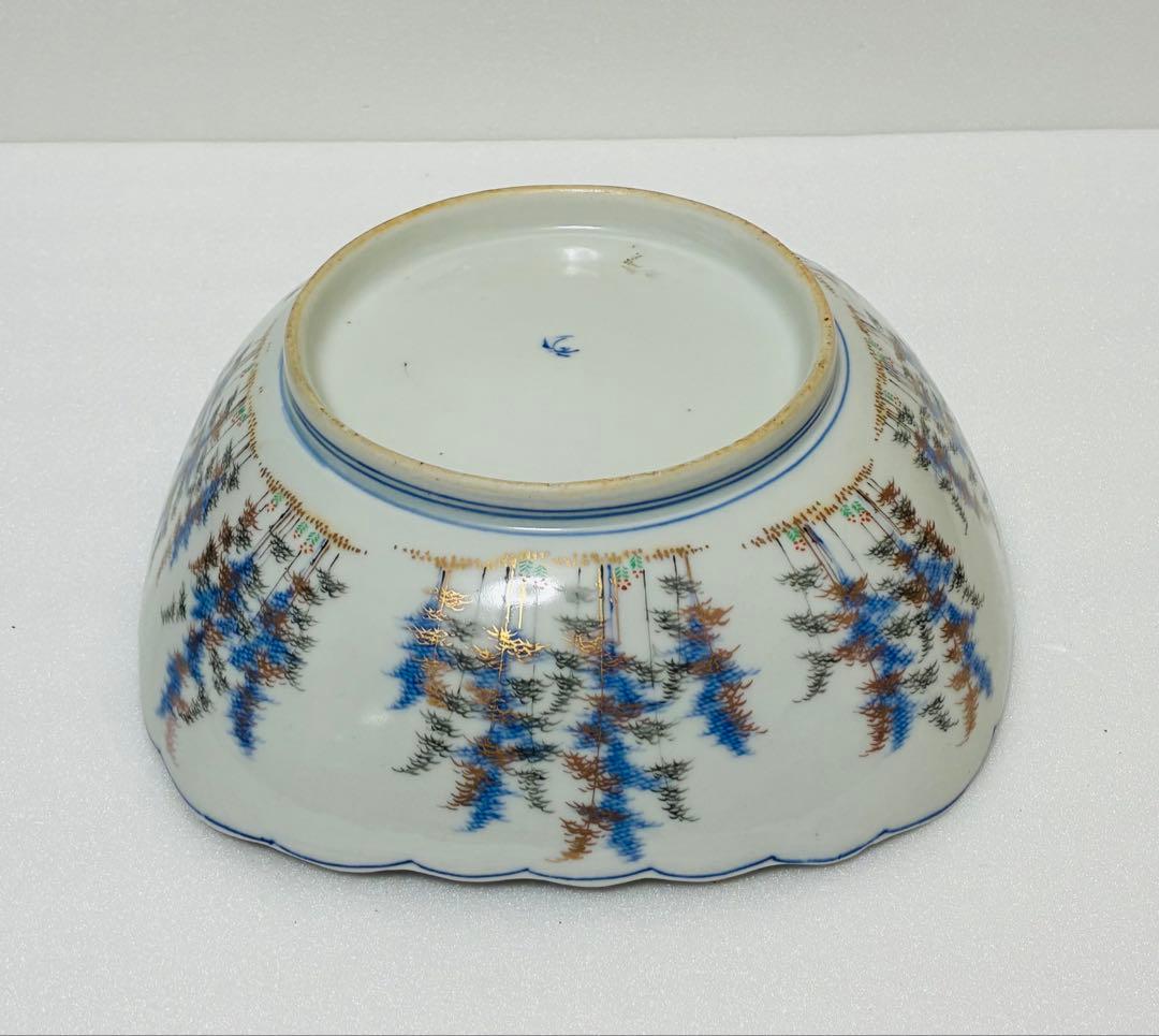 31日掲載終了 明治 香蘭社 有田焼 オールド香蘭社 色絵竹林鮎文 大鉢