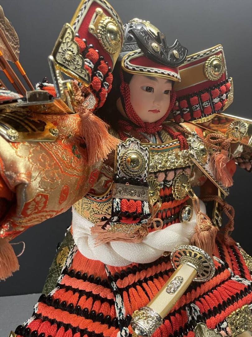 限定値下　まごころ堂　日本人形　兜　手作り　伝統工芸　猪の皮　5686