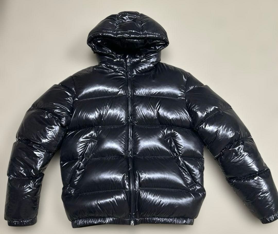 【ZARA 】　ダウンジャケット　フード付き　光沢ブラック　S 希少　ヘタリ無し