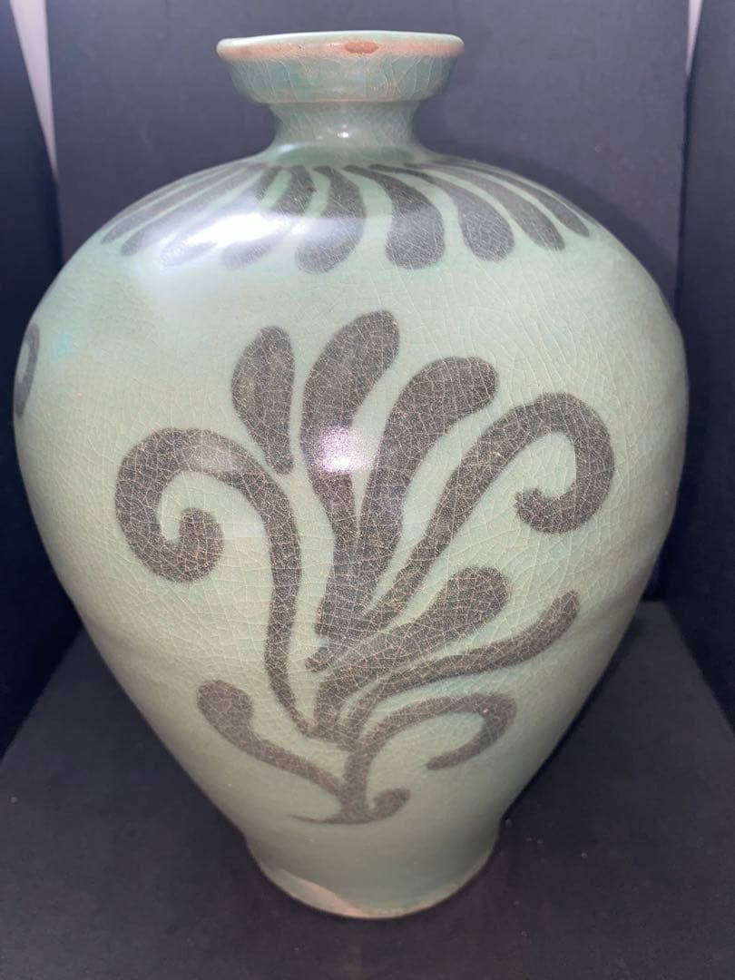 鉄絵 絵高麗　高麗青磁 花草紋 梅瓶　朝鮮 高麗 李朝 花瓶 骨董品 時代品