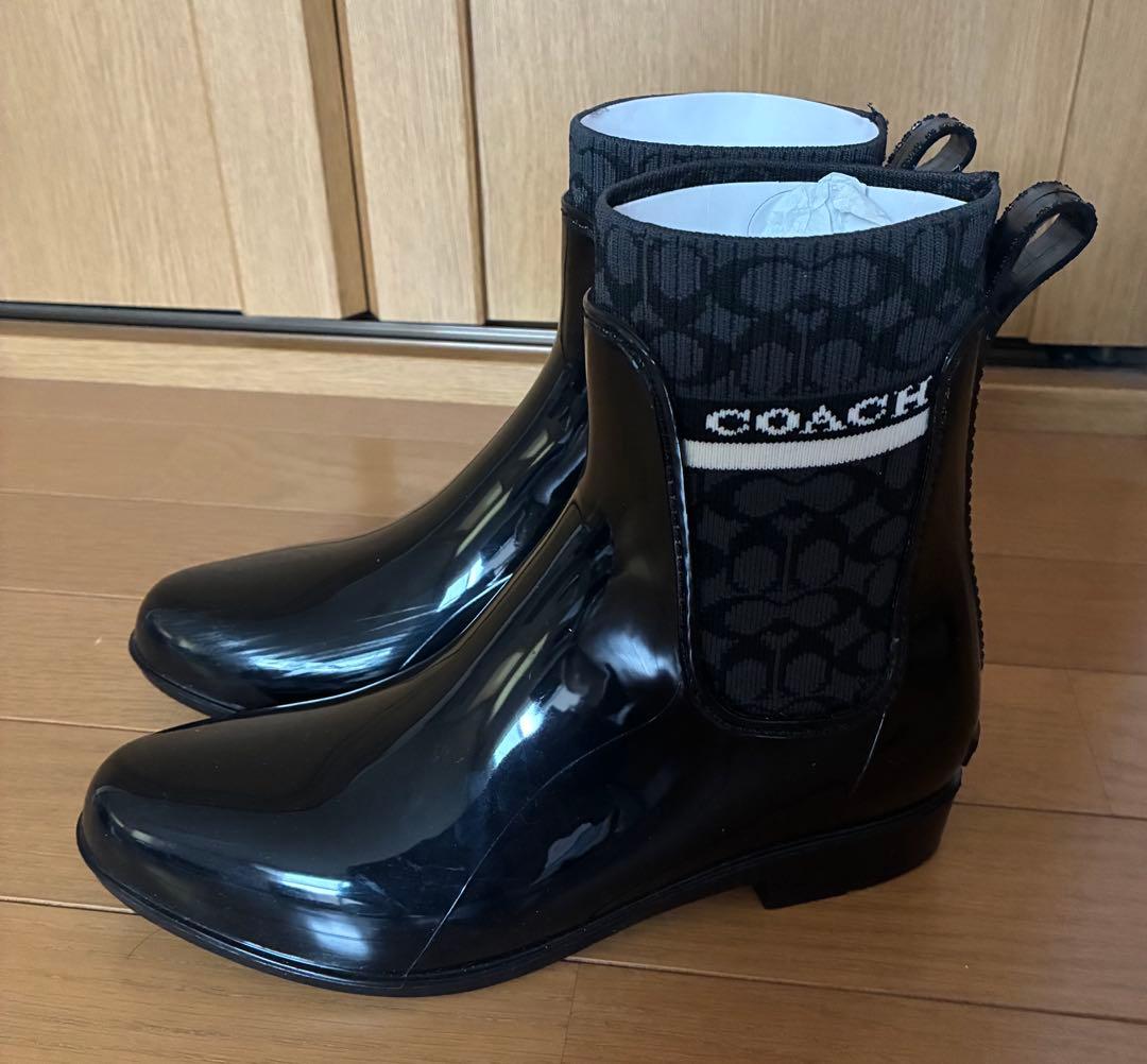 雛イチゴ様　COACH レインシューズ　黒　サイズ7