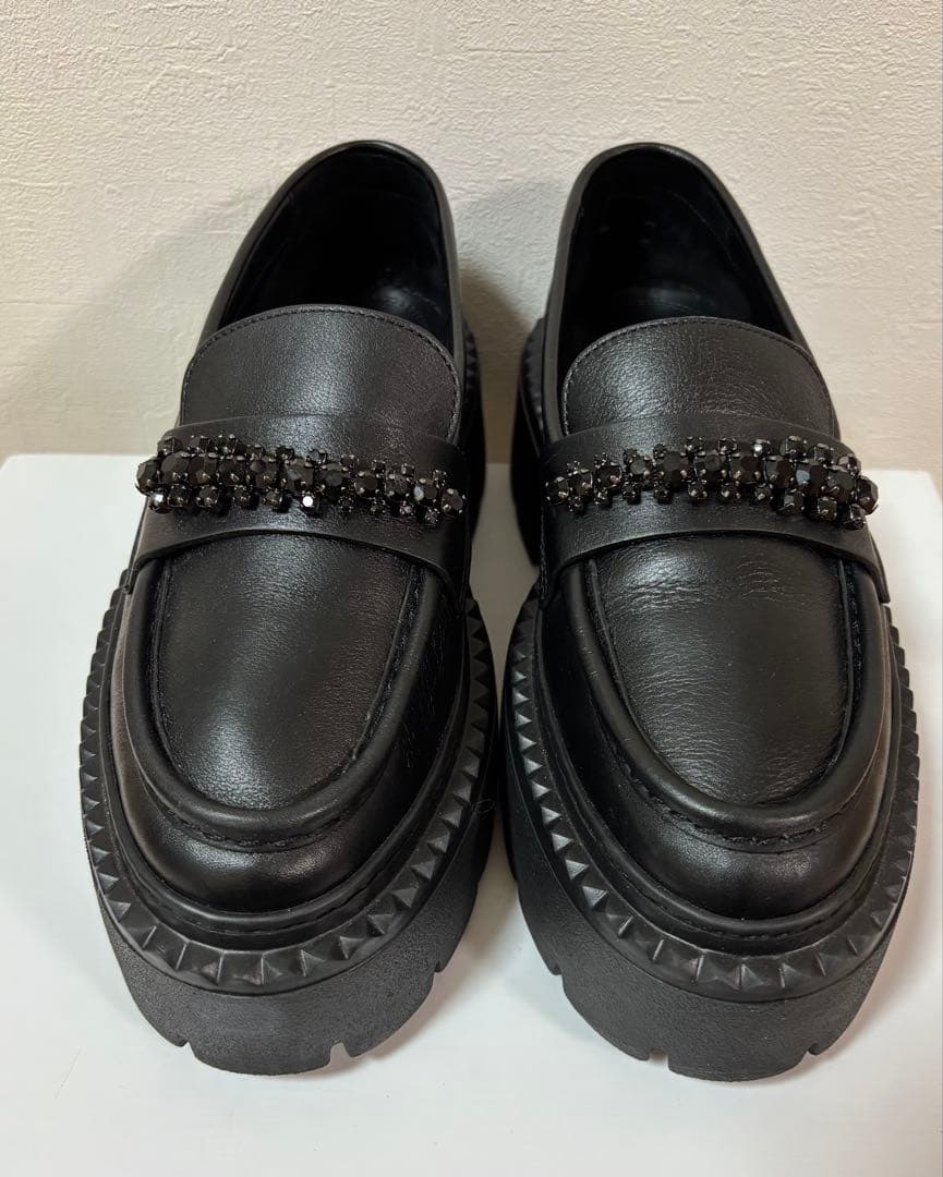 ジミーチュウ ローファー ビジュー プラットフォームBRYER ブラック 厚底