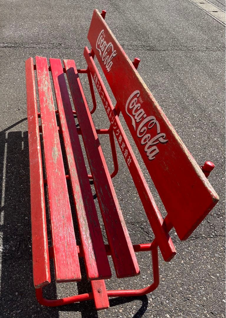Coca-Cola コカコーラ 木製 アウトドア ベンチ レトロ 椅子 長椅子