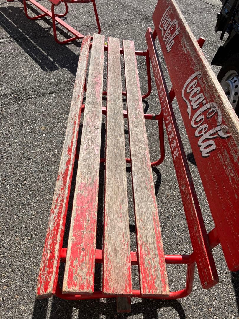 Coca-Cola コカコーラ 木製 アウトドア ベンチ レトロ 椅子 長椅子