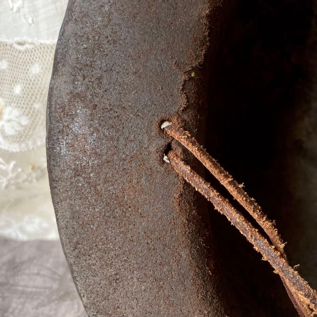 【希少】炭鉱夫帽子　レザーヘルメット　19世紀　フランスアンティーク　コレクター