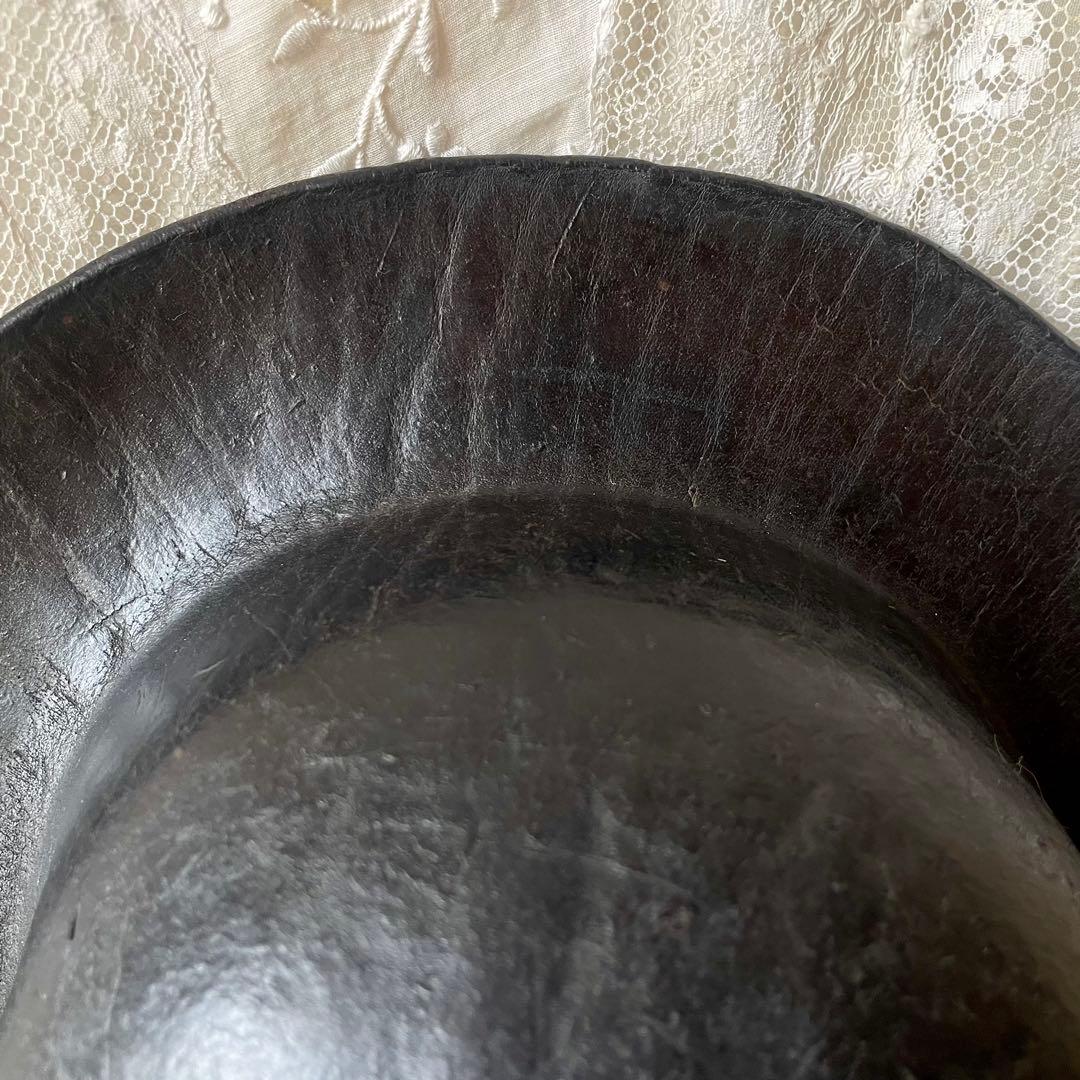 【希少】炭鉱夫帽子　レザーヘルメット　19世紀　フランスアンティーク　コレクター