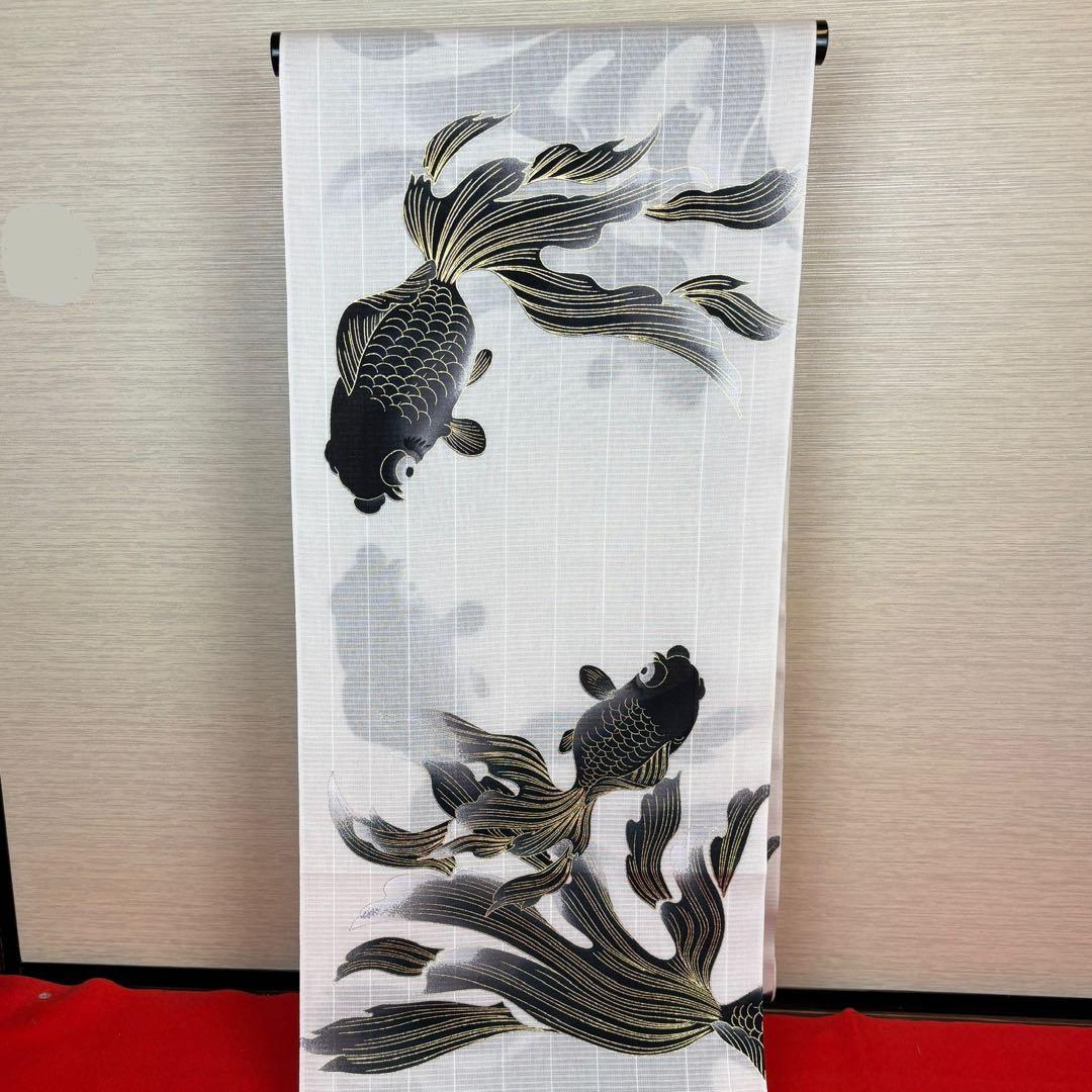 ☆aman様☆ 誉田屋源兵衛 反物 474 金魚 白地 黒 金 綿