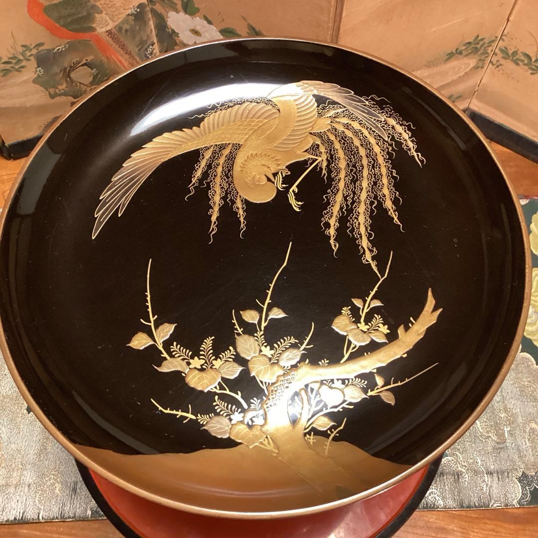 A1059 極上蒔絵　木製輪島塗　桐に鳳凰蒔絵　高月　高杯【供箱入】　1基