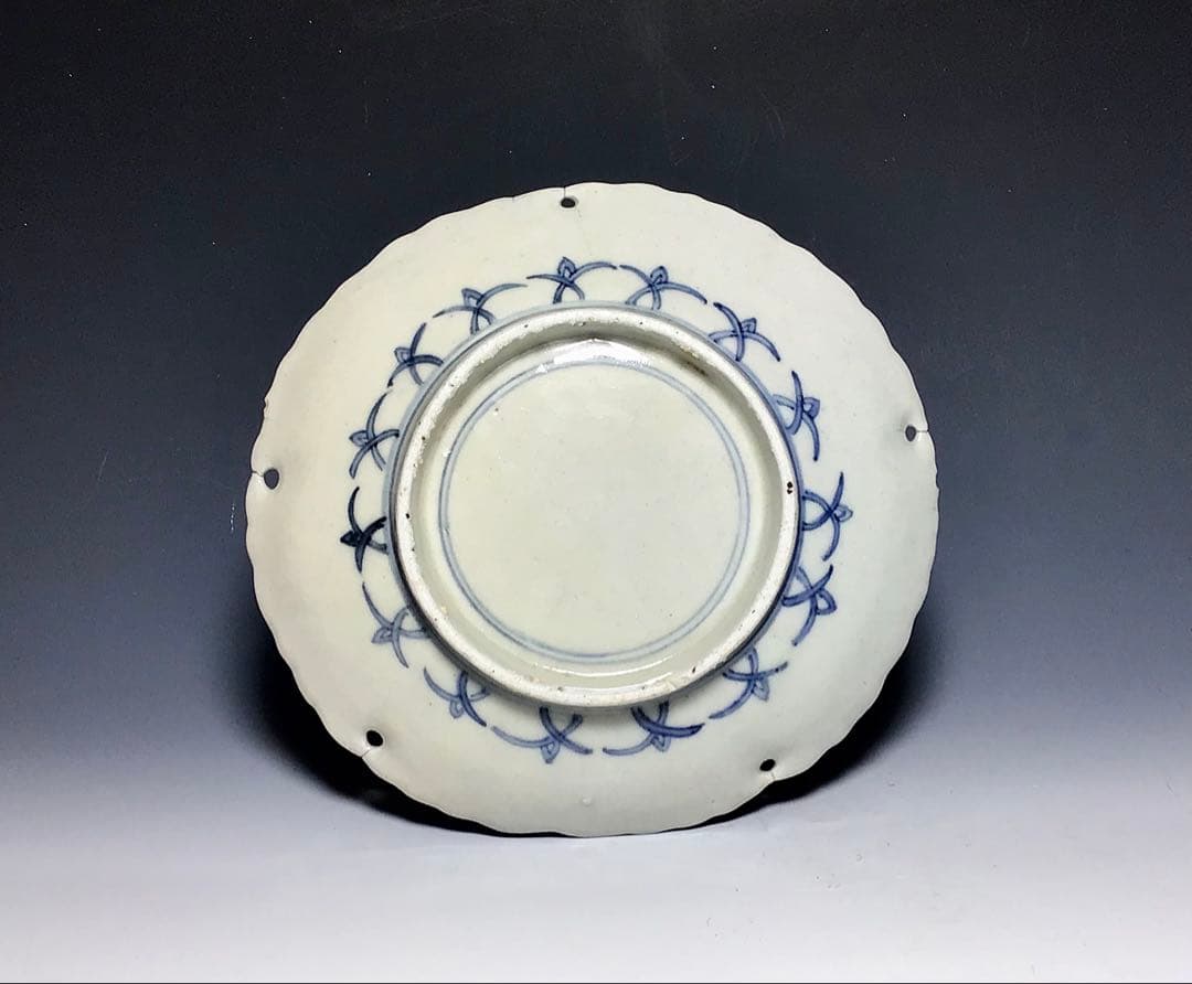 まーくん「藍九谷」雪輪瑞雲文雪輪形皿