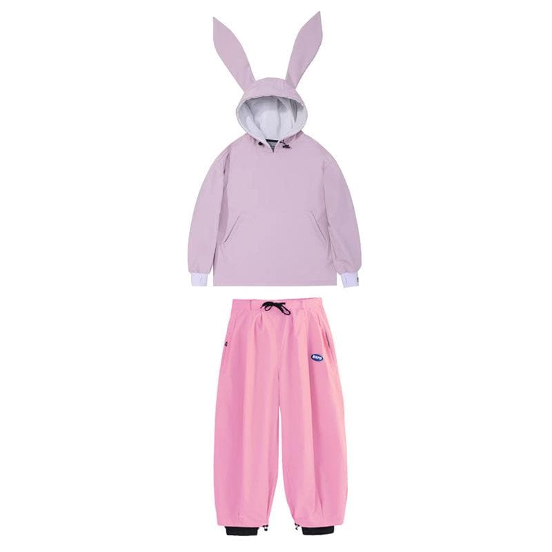 【上下セット】 スノーウェア スキーウェア レディース ピンク ウサギ耳