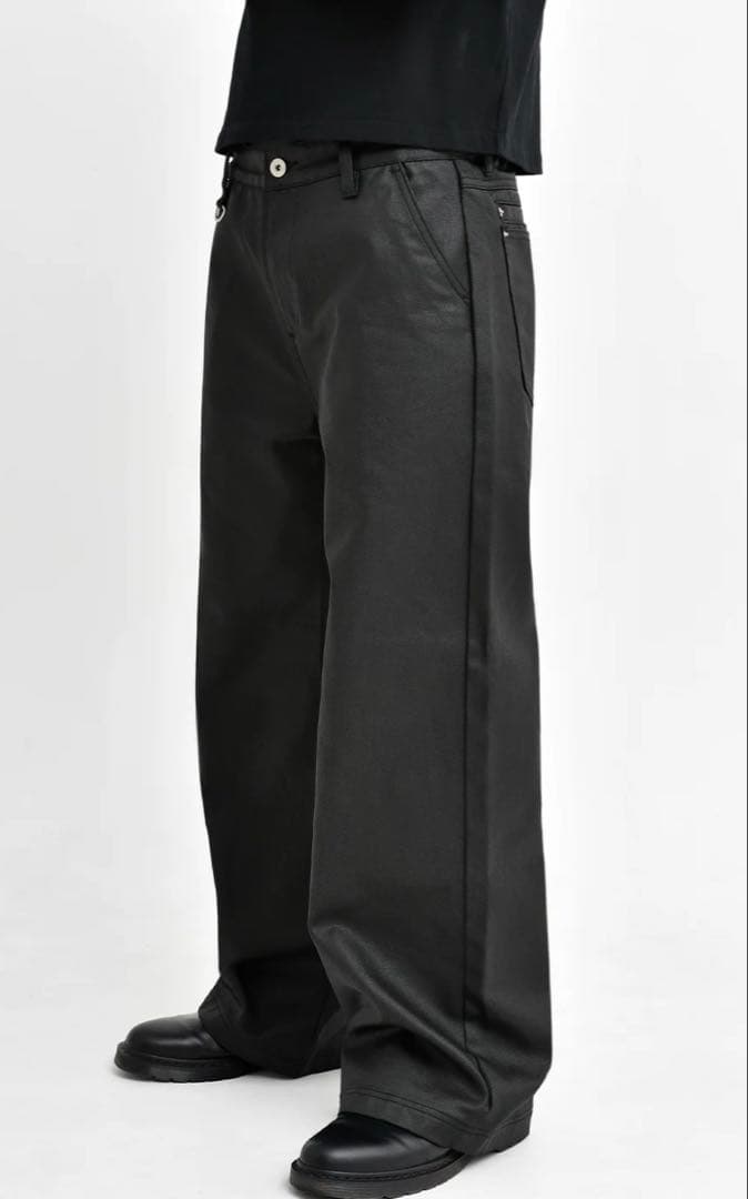 パンツ Asapmode Stacked Oil Coating Loose Pants