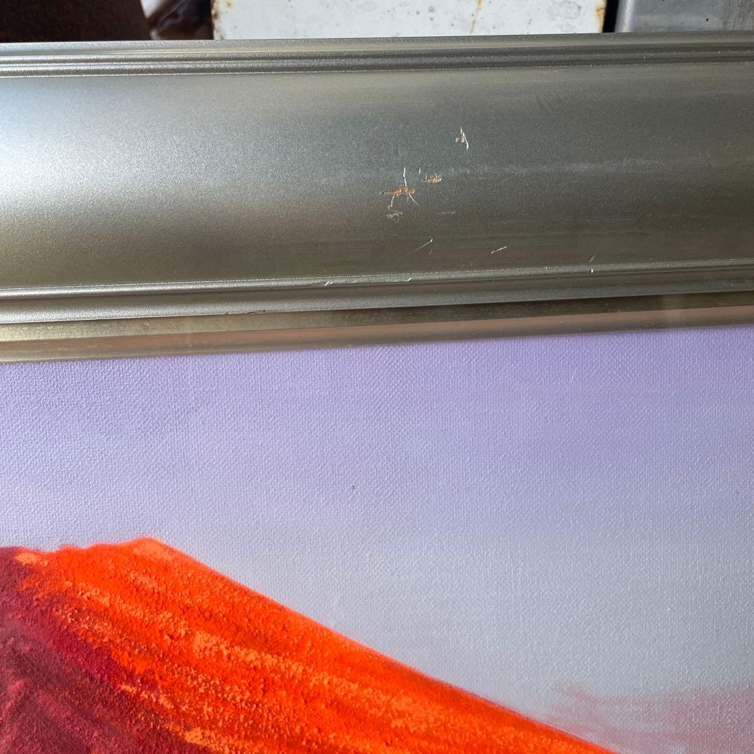 美品 徳田春邦「赤富士」油彩画 油絵 直筆サイン入り 富士山 縁起物 開運