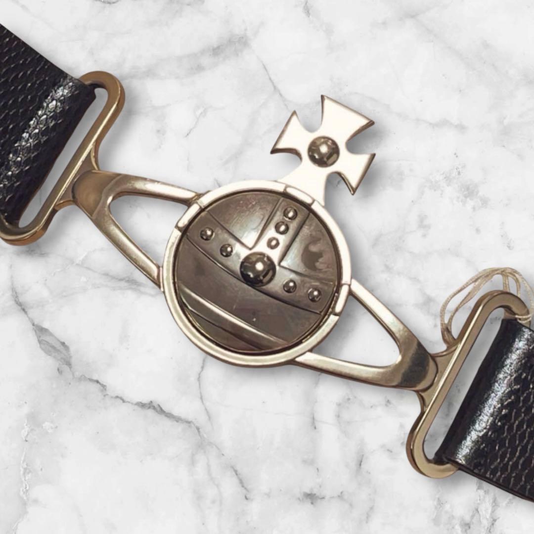 Vivienne Westwood ゴールドオーブバックル　型押しレザーベルト