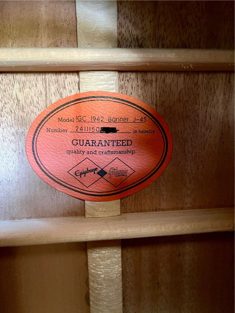 エピフォンInspiredByGibsonCustom1942BannerJ45
