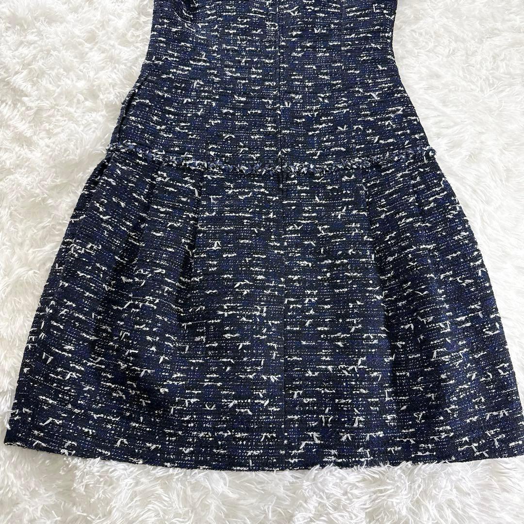 Rene ルネ TISSUE社 ツイードワンピース 近年モデル ネイビー 高級