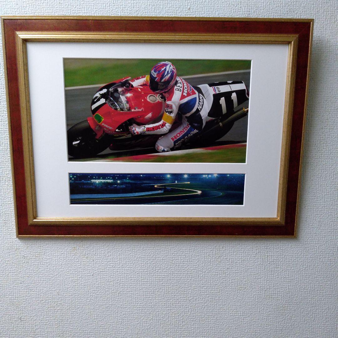 ポスター　横　特寸法　レーサー　オートバイ　額装仕上げ品