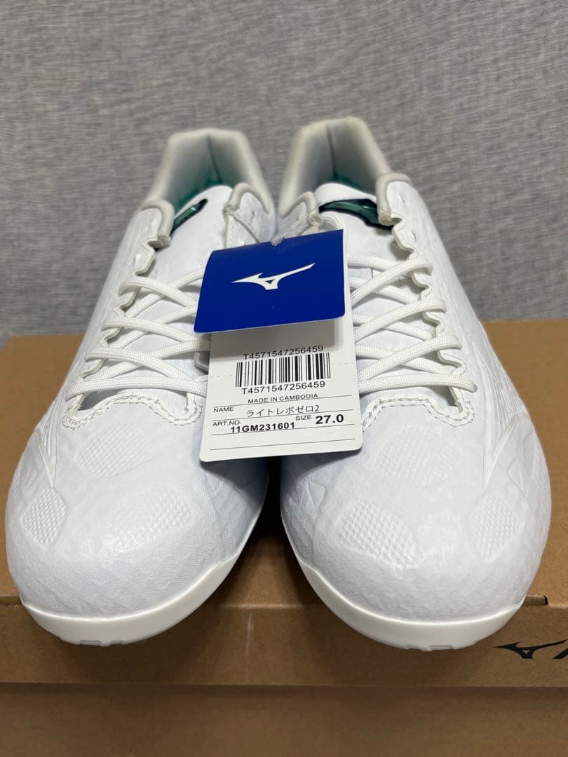 27.0 野球 スパイク 金具 ミズノ ライトレボゼロ2 白スパイク 紐 軽量