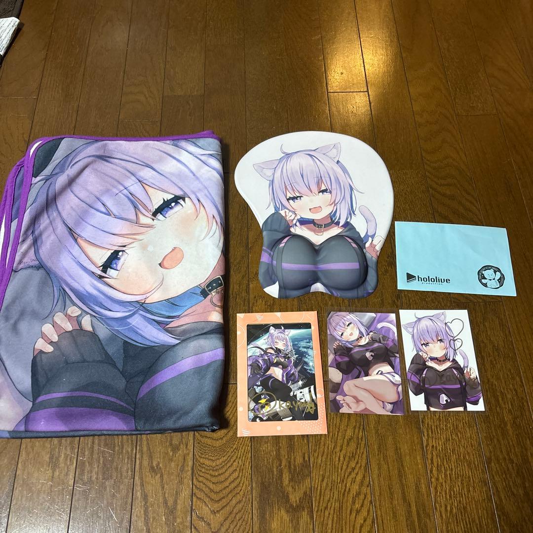 ホロライブ 猫又おかゆ60万人記念セット+直筆サインイラストポストカードもう一枚