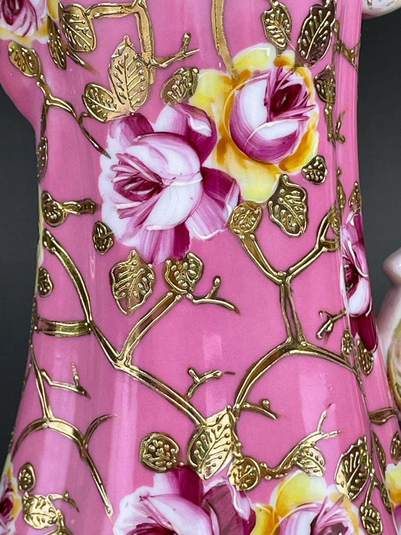 【専用】オールドノリタケ 金盛り 薔薇紋 ピンク ゴールド チョコレートポット