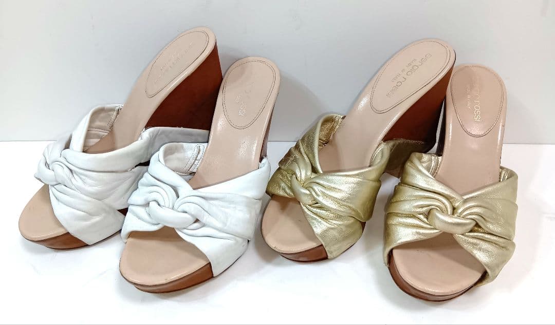 【セット売り】セルジオロッシ 2足 まとめ売り 35.5 厚底 本革 レザー