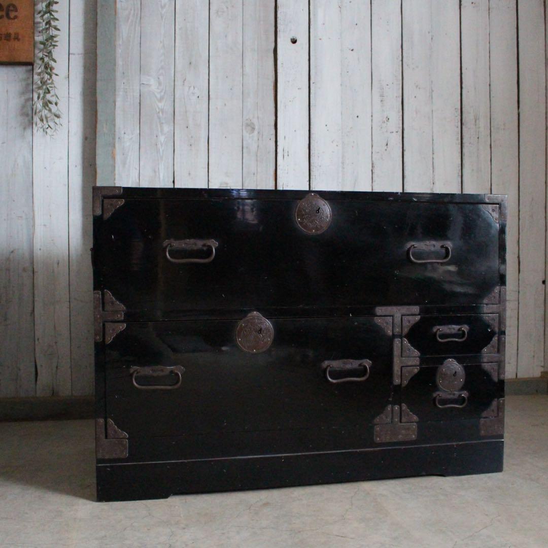 ゆず　綺麗な丸金具庄内箪笥　4杯　タンス　収納　古家具　古民家　時代家具