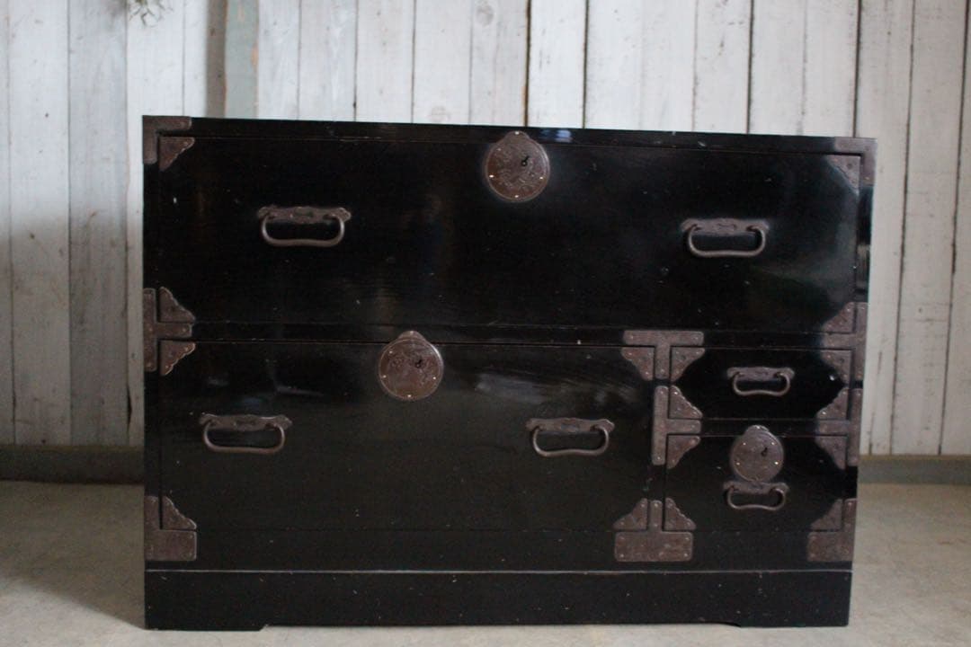 ゆず　綺麗な丸金具庄内箪笥　4杯　タンス　収納　古家具　古民家　時代家具