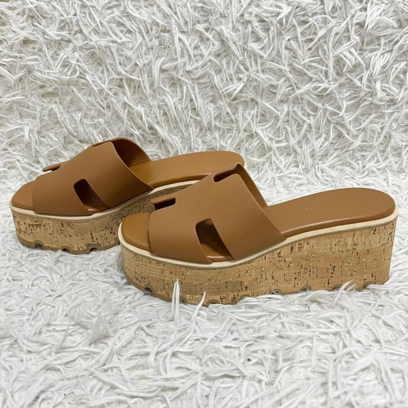 HERMES サンダル エズ30 厚底 ブラウン コルク 36