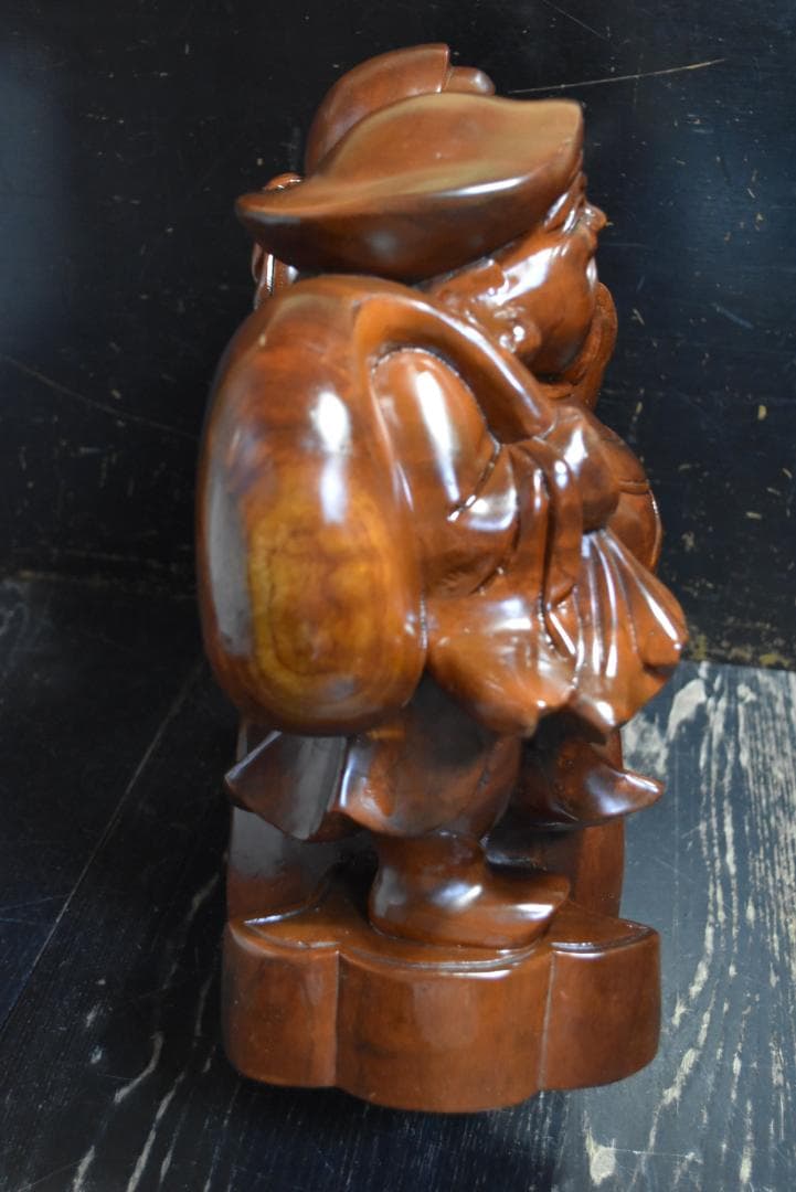 h*a様 七福神　大黒天　恵比寿　木彫り　木製　大型　置物　約W45㎝、H40㎝