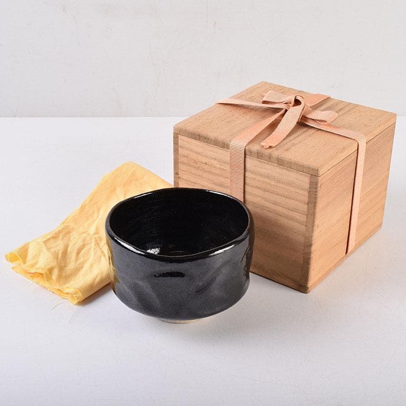 茶道具　楽吉左衛門　弘入作　黒楽茶碗　銘「瑞祥」　即中斎書付極め箱　DR9000