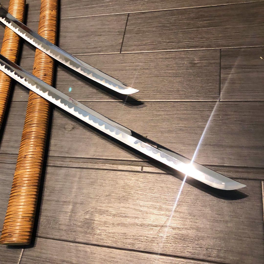 高級模造刀　 藤巻き　竹拵え　大小2本セット 太刀　脇差