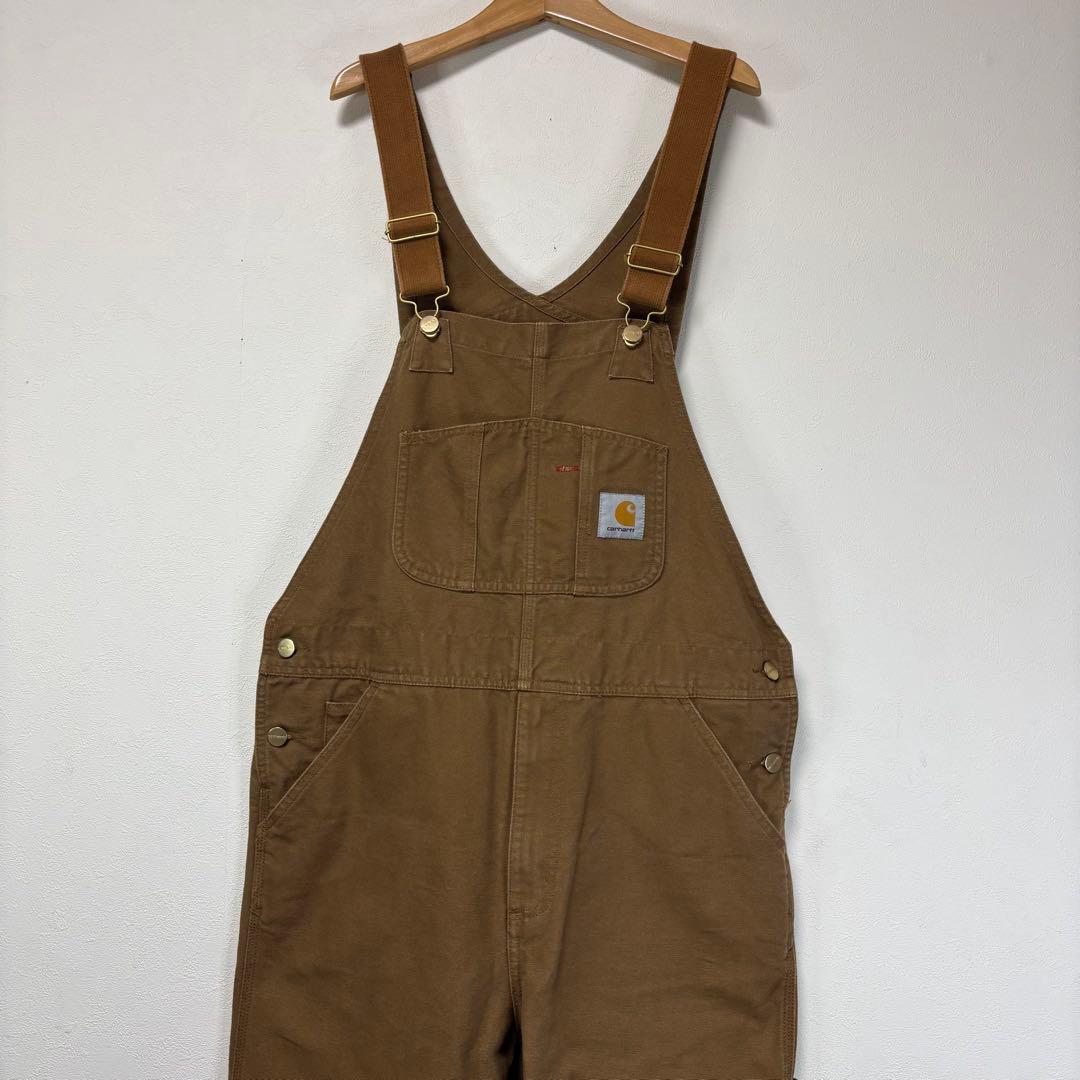 カーハート ダック オーバーオール ワーク ペインター パンツ ブラウン ロゴ