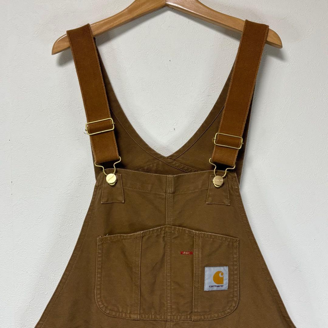 カーハート ダック オーバーオール ワーク ペインター パンツ ブラウン ロゴ