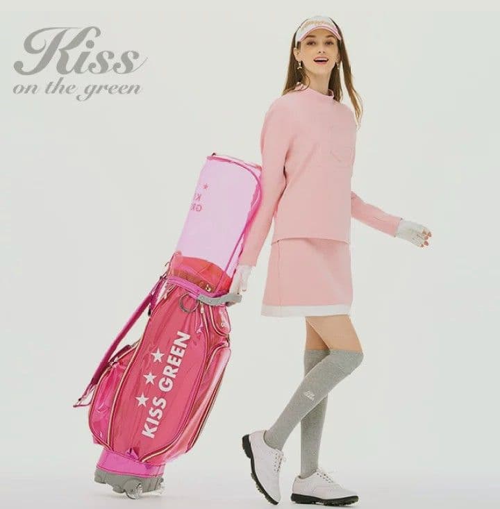 ゴルフバック　可愛い　ハートネームプレート