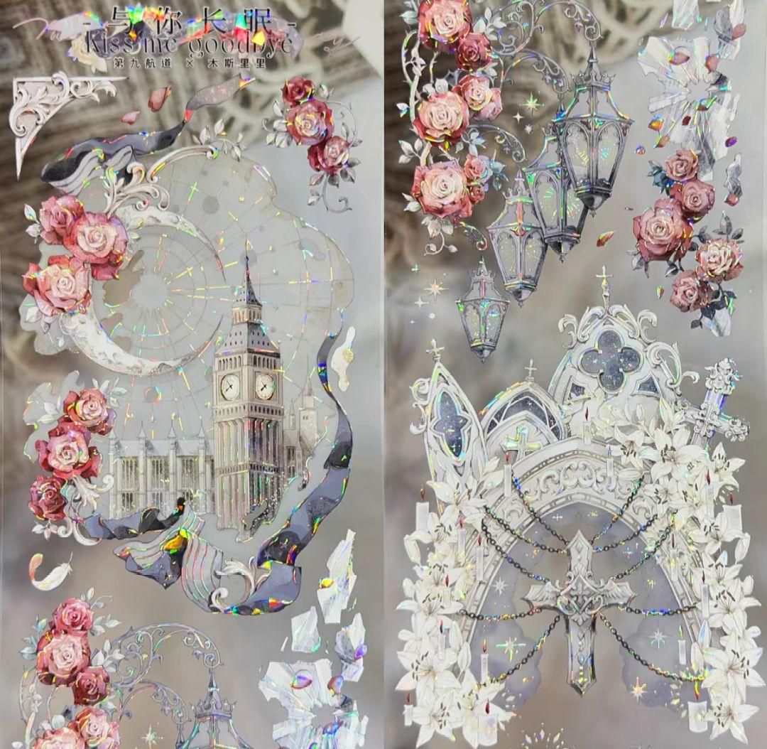 切売 866★ 海外 マスキングテープ マステ PET 装飾 花 背景 贝壳光