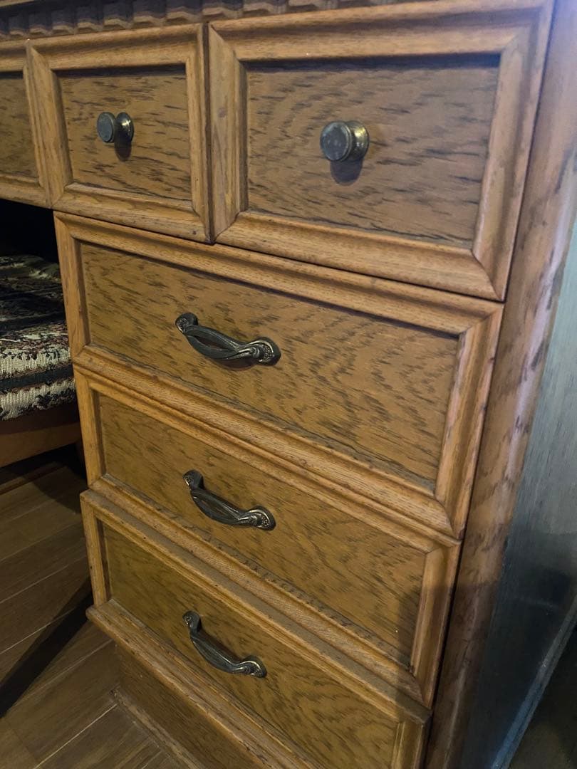 村上開明堂　木製ドレッサー(スツール付き)　鏡台　メイク台　化粧台　化粧机